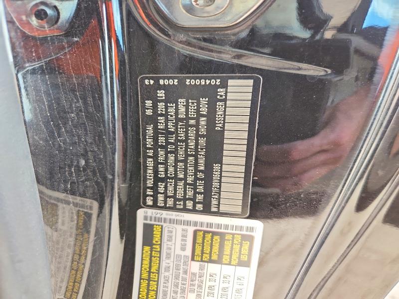 69052516 :رقم المزاد ، WVWFA71F38V056385         vin ، 2008 Volkswagen Eos مزاد بيع