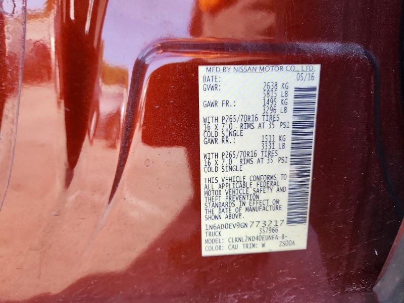 2016 Nissan Frontier მანქანა იყიდება აუქციონზე, vin: 1N6AD0EV9GN773217, აუქციონის ნომერი: 70638966