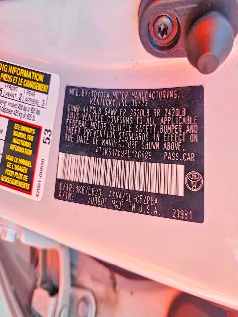 2023 Toyota Camry მანქანა იყიდება აუქციონზე, vin: 4T1K61AK9PU176489, აუქციონის ნომერი: 69056386