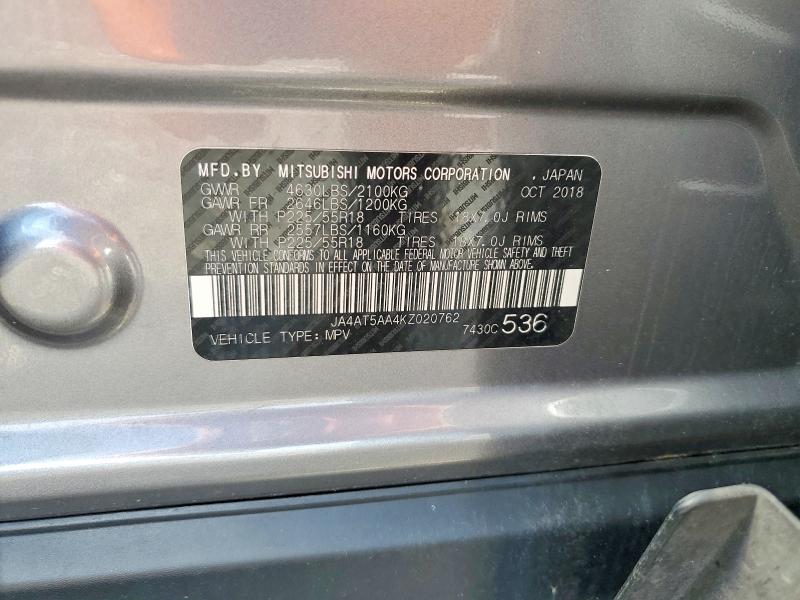 Продаж на аукціоні авто 2019 Mitsubishi Eclipse Cross, vin: JA4AT5AA4KZ020762, номер лоту: 67644266