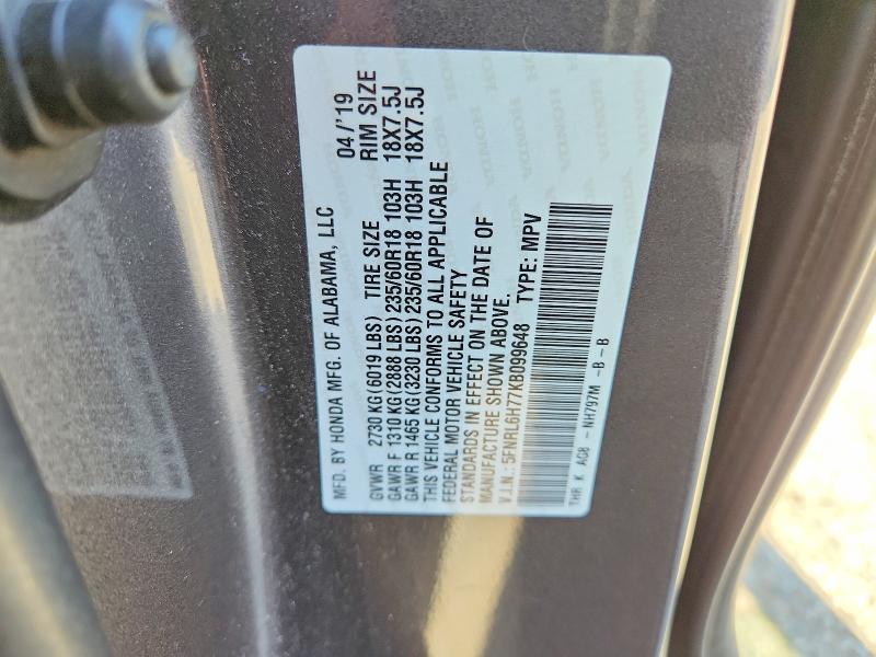 Продаж на аукціоні авто 2019 Honda Odyssey, vin: 5FNRL6H77KB099648, номер лоту: 67463606