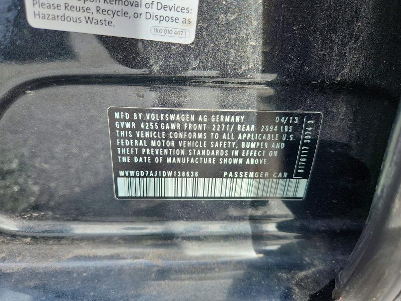 Продаж на аукціоні авто 2013 Volkswagen Gti, vin: WVWGD7AJ1DW138636, номер лоту: 67549786