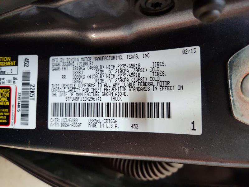 Aukcja sprzedaży 2013 Toyota Tundra, vin: 5TFUW5F13DX296741, numer aukcji: 70654096