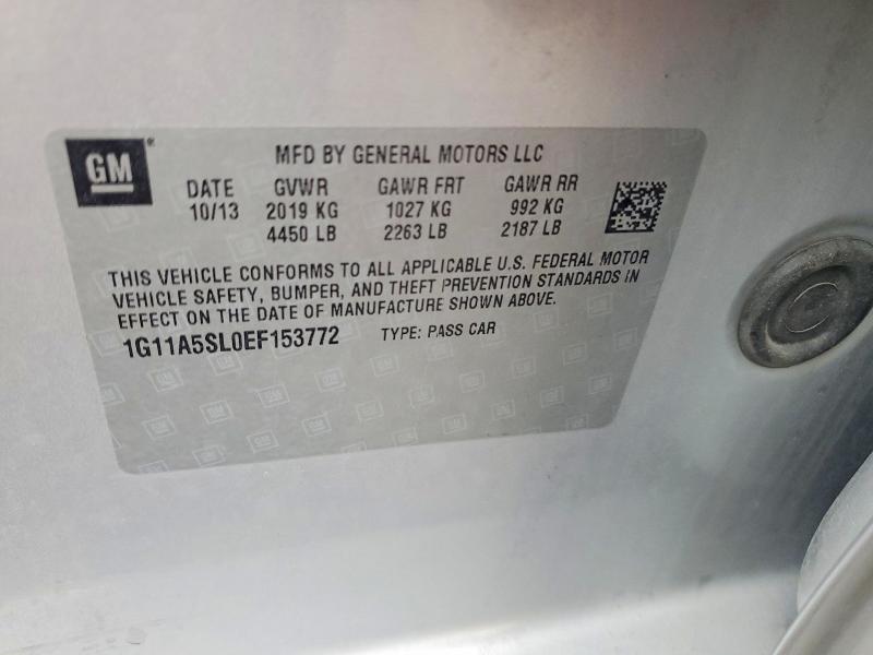 2014 Chevrolet Malibu მანქანა იყიდება აუქციონზე, vin: 1G11A5SL0EF153772, აუქციონის ნომერი: 69547446