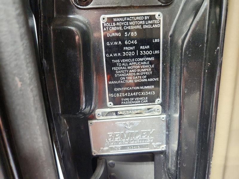 68033046 :رقم المزاد ، SCBZS42A4FCX13413 vin ، 1985 Bentley Mulsanne مزاد بيع
