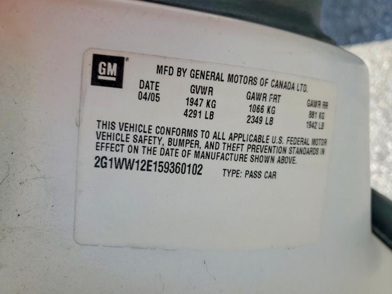 68082076 :رقم المزاد ، 2G1WW12E159360102 vin ، 2005 Chevrolet Monte Carlo مزاد بيع