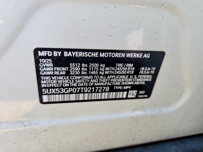 68393846 :رقم المزاد ، 5UX53GP07T9217278 vin ، 2026 Bmw X3 مزاد بيع