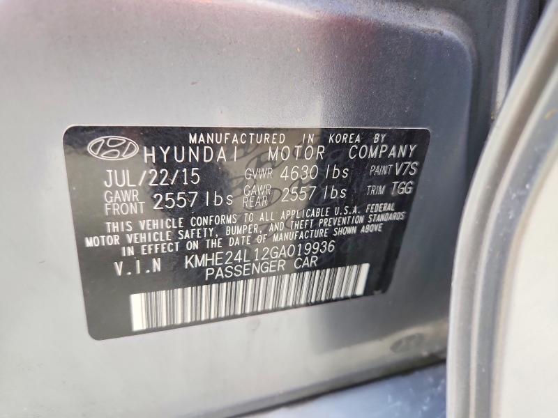 2016 Hyundai Sonata Hybrid მანქანა იყიდება აუქციონზე, vin: KMHE24L12GA019936, აუქციონის ნომერი: 70919426