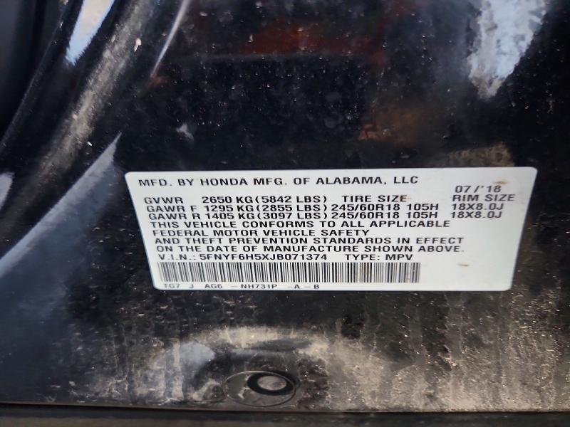 Aukcja sprzedaży 2018 Honda Pilot, vin: 5FNYF6H5XJB071374, numer aukcji: 69174976