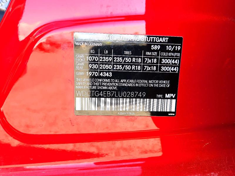 Aukcja sprzedaży 2020 Mercedes-benz Gla, vin: WDCTG4EB7LU028749, numer aukcji: 70579596