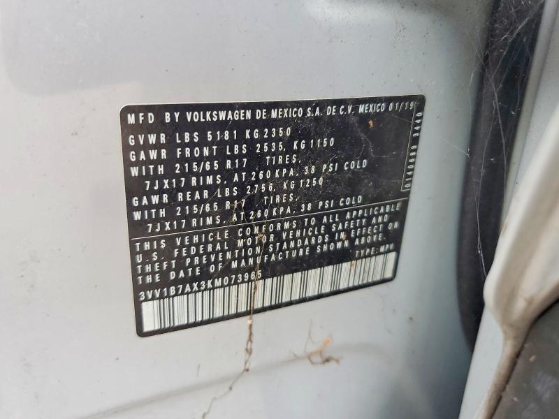 Продаж на аукціоні авто 2019 Volkswagen Tiguan, vin: 3VV1B7AX3KM073965, номер лоту: 67990456