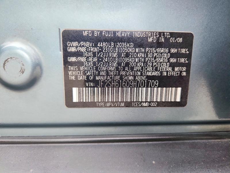 Продаж на аукціоні авто 2009 Subaru Forester, vin: JF2SH61609H701709, номер лоту: 70050656