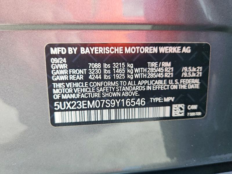 Продаж на аукціоні авто 2025 Bmw X7, vin: 5UX23EM07S9Y16546, номер лоту: 65479016