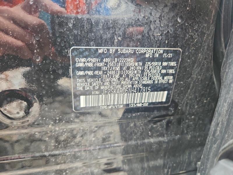 67886816 :رقم المزاد ، JF2SKARC6NH417915 vin ، 2022 Subaru Forester مزاد بيع