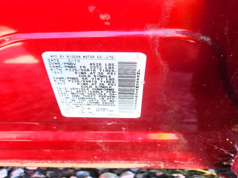 68732866 :رقم المزاد ، JN8AS5MV2CW396696 vin ، 2012 Nissan Rogue مزاد بيع