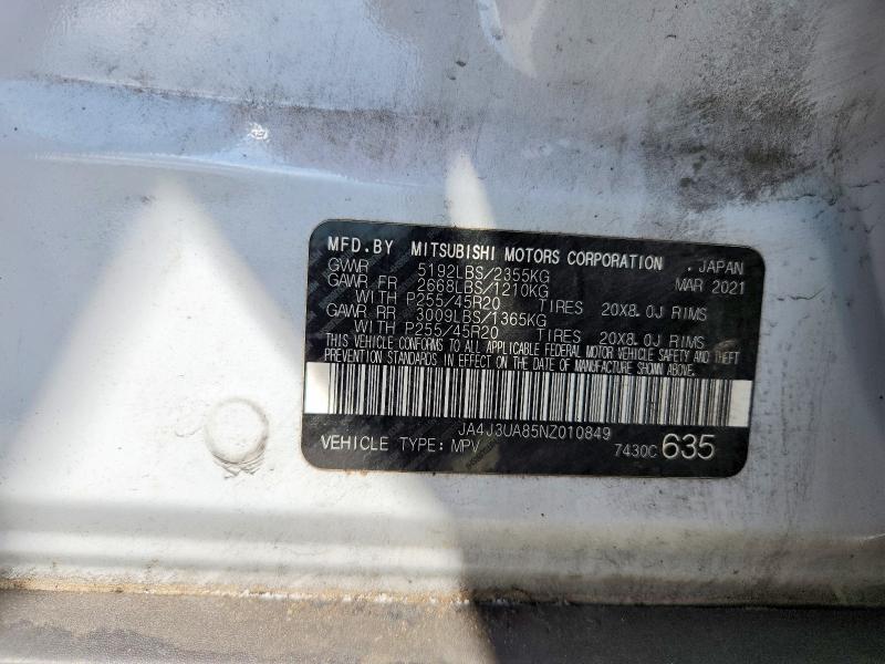 2022 Mitsubishi Outlander მანქანა იყიდება აუქციონზე, vin: JA4J3UA85NZ010849, აუქციონის ნომერი: 70028146