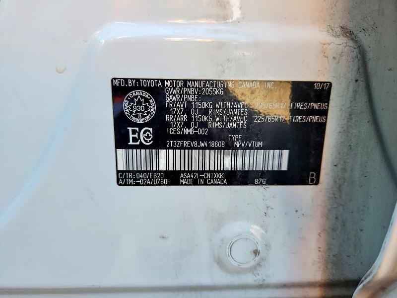 Aukcja sprzedaży 2018 Toyota Rav4, vin: 2T3ZFREV8JW418608, numer aukcji: 70357526