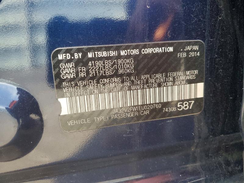 2014 Mitsubishi Lancer მანქანა იყიდება აუქციონზე, vin: JA32V2FW1EU020760, აუქციონის ნომერი: 66969316