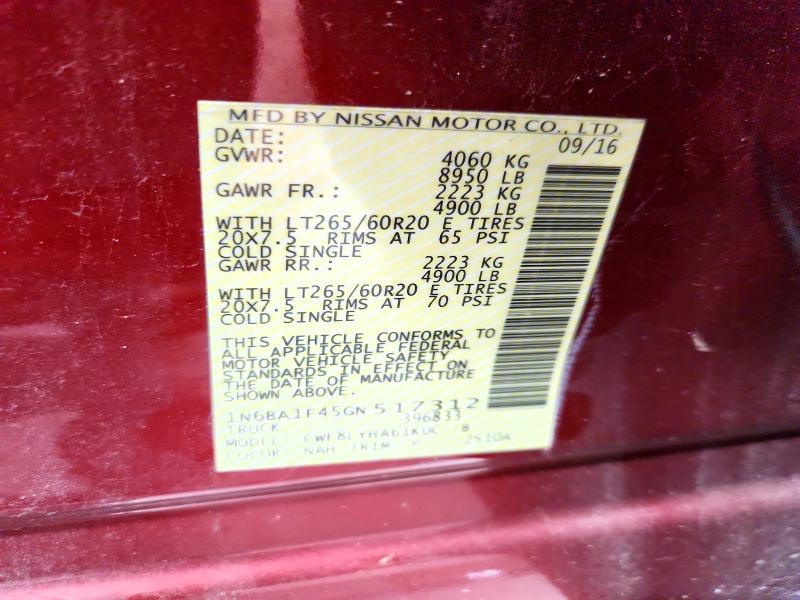 Aukcja sprzedaży 2016 Nissan Titan Xd, vin: 1N6BA1F45GN517312, numer aukcji: 69995386