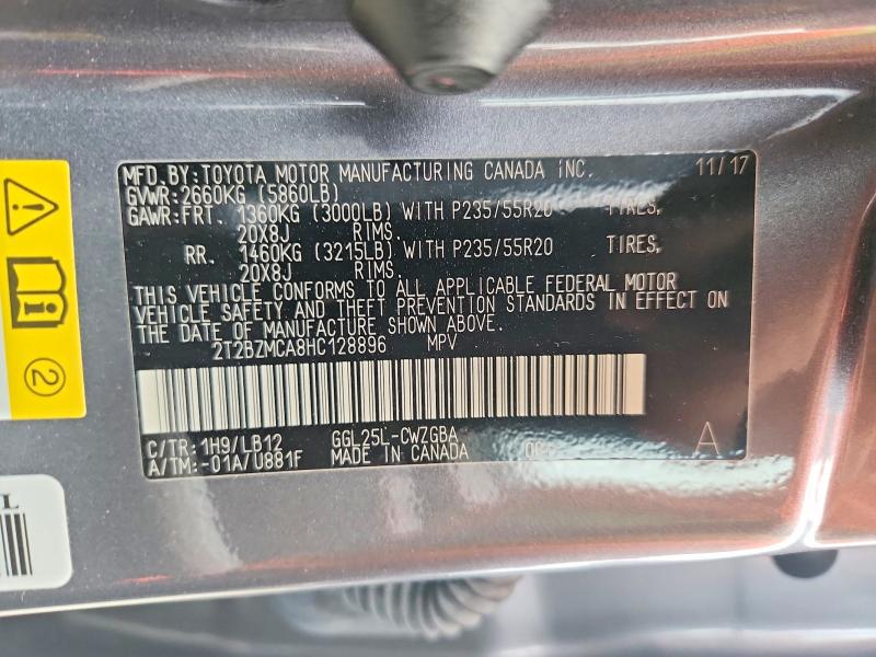 67467816 :رقم المزاد ، 2T2BZMCA8HC128896 vin ، 2017 Lexus Rx 350 مزاد بيع