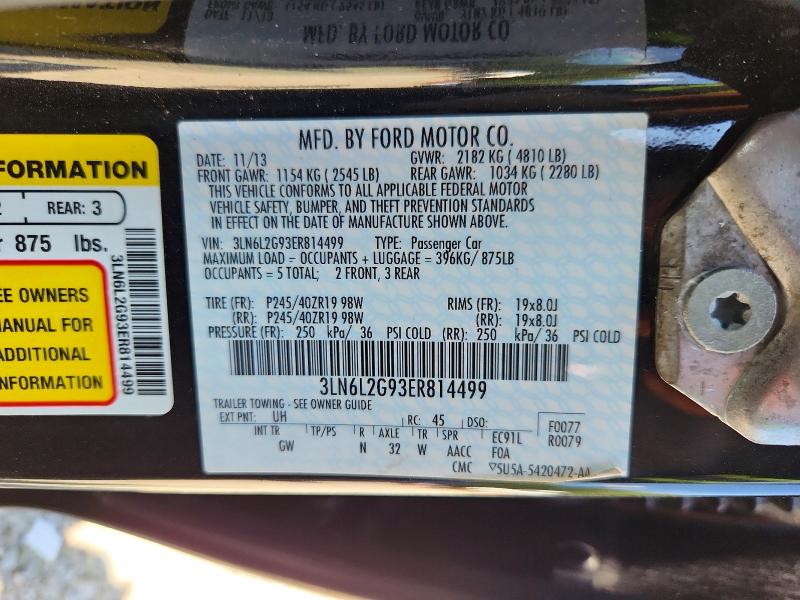 2014 Lincoln Mkz მანქანა იყიდება აუქციონზე, vin: 3LN6L2G93ER814499, აუქციონის ნომერი: 67984476