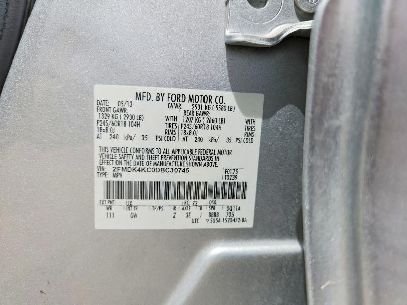 Продаж на аукціоні авто 2013 Ford Edge, vin: 2FMDK4KC0DBC30745, номер лоту: 67097396