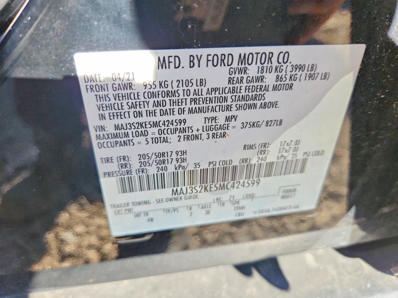 Продаж на аукціоні авто 2021 Ford Ecosport, vin: MAJ3S2KE5MC424599, номер лоту: 70731846
