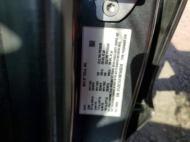 2021 Tesla Model 3 მანქანა იყიდება აუქციონზე, vin: 5YJ3E1EA1MF940076, აუქციონის ნომერი: 69437336
