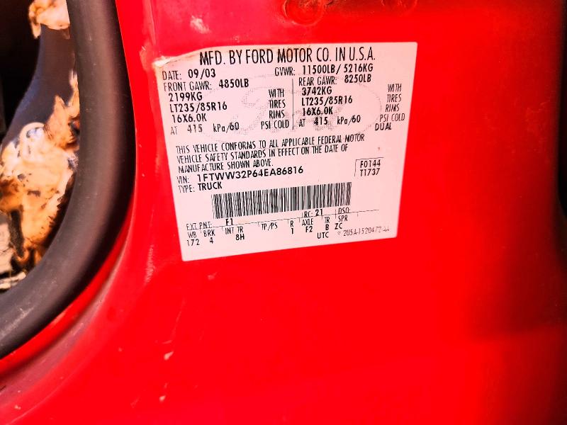 Продаж на аукціоні авто 2004 Ford F350, vin: 1FTWW32P64EA86816, номер лоту: 68989496