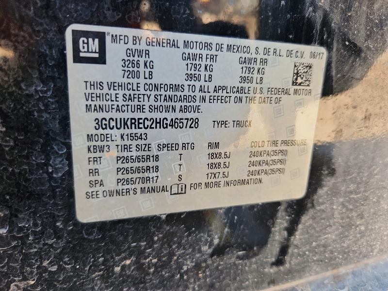 67279326 :رقم المزاد ، 3GCUKREC2HG465728 vin ، 2017 Chevrolet Silverado مزاد بيع