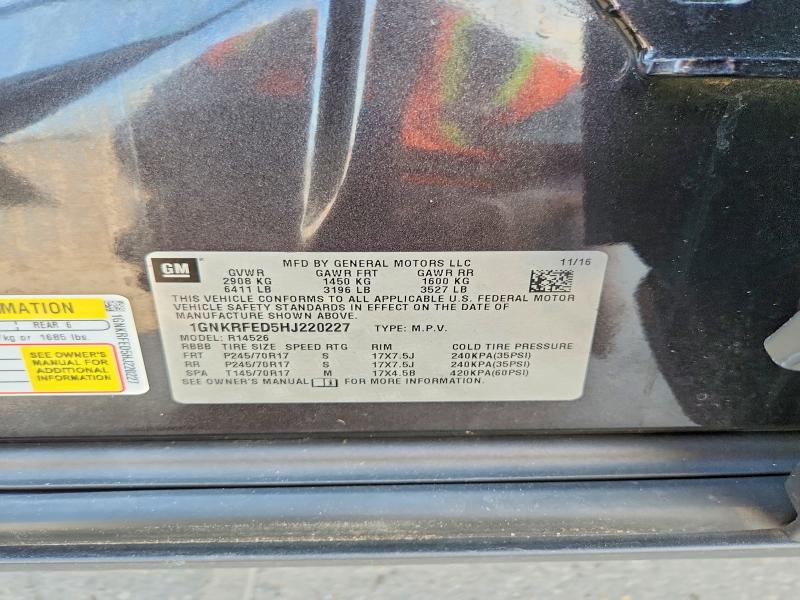 2017 Chevrolet Traverse მანქანა იყიდება აუქციონზე, vin: 1GNKRFED5HJ220227, აუქციონის ნომერი: 70528636