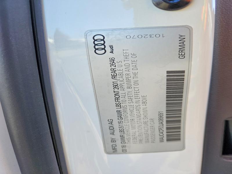 2018 Audi S5 მანქანა იყიდება აუქციონზე, vin: WAUC4CF53JA089691, აუქციონის ნომერი: 70232646