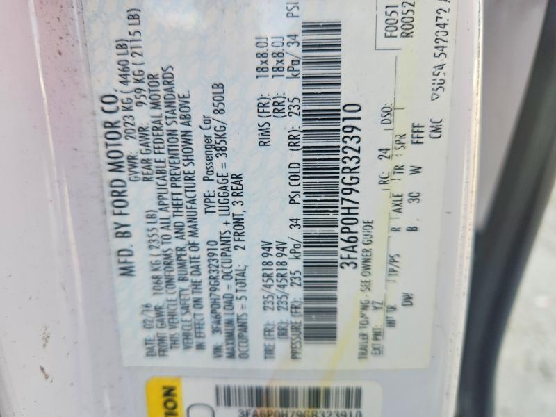 2016 Ford Fusion მანქანა იყიდება აუქციონზე, vin: 3FA6P0H79GR323910, აუქციონის ნომერი: 67717156