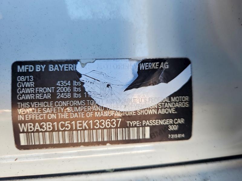 Aukcja sprzedaży 2014 Bmw 320, vin: WBA3B1C51EK133637, numer aukcji: 70024566