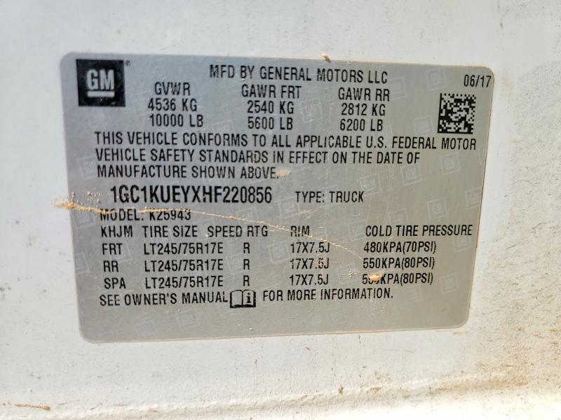 Aukcja sprzedaży 2017 Chevrolet Silverado, vin: 1GC1KUEYXHF220856, numer aukcji: 68940816