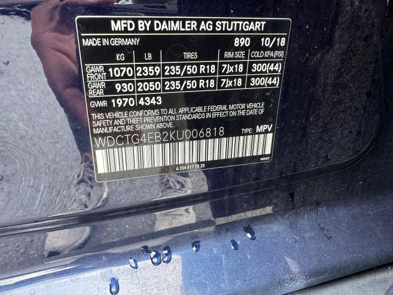 Продажа на аукционе авто 2019 Mercedes-benz Gla, vin: WDCTG4EB2KU006818, номер лота: 71252326