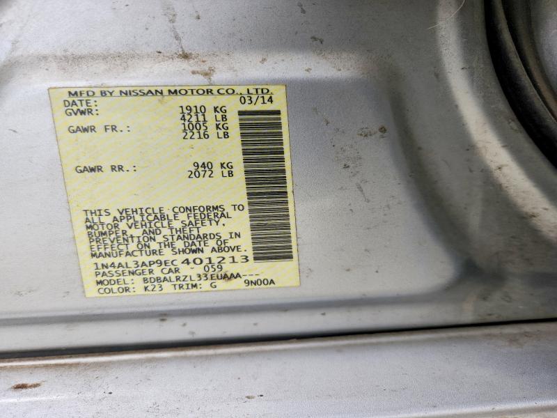 2014 Nissan Altima მანქანა იყიდება აუქციონზე, vin: 1N4AL3AP9EC401213, აუქციონის ნომერი: 69387056