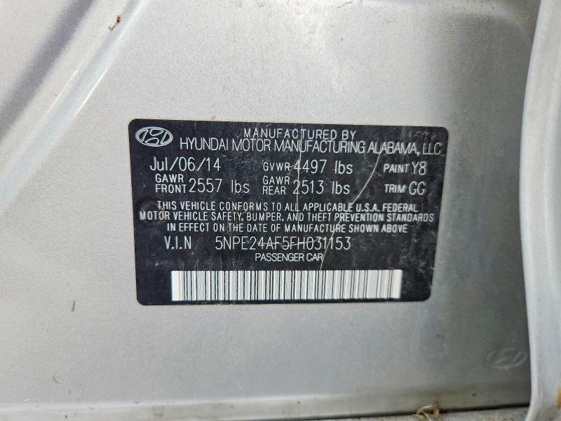 70568216 :رقم المزاد ، 5NPE24AF5FH031153 vin ، 2015 Hyundai Sonata مزاد بيع