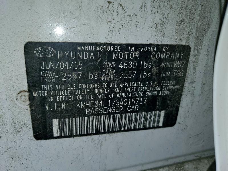 Aukcja sprzedaży 2016 Hyundai Sonata Hybrid, vin: KMHE34L17GA015717, numer aukcji: 67369666