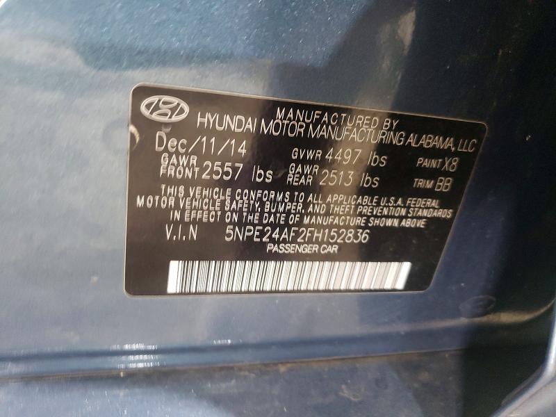 2015 Hyundai Sonata მანქანა იყიდება აუქციონზე, vin: 5NPE24AF2FH152836, აუქციონის ნომერი: 69196506