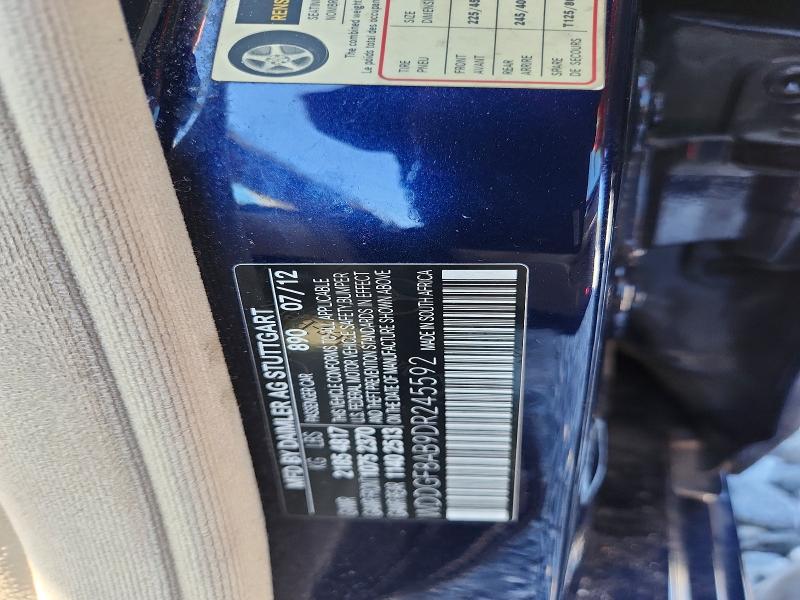 68136346 :رقم المزاد ، WDDGF8AB9DR245592 vin ، 2013 Mercedes-benz C مزاد بيع