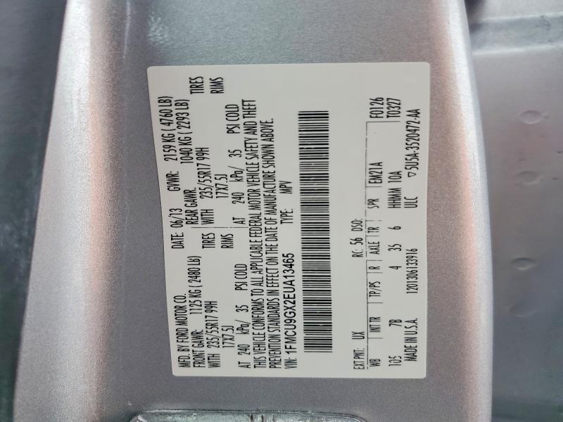 2014 Ford Escape მანქანა იყიდება აუქციონზე, vin: 1FMCU9GX2EUA13465, აუქციონის ნომერი: 69649986