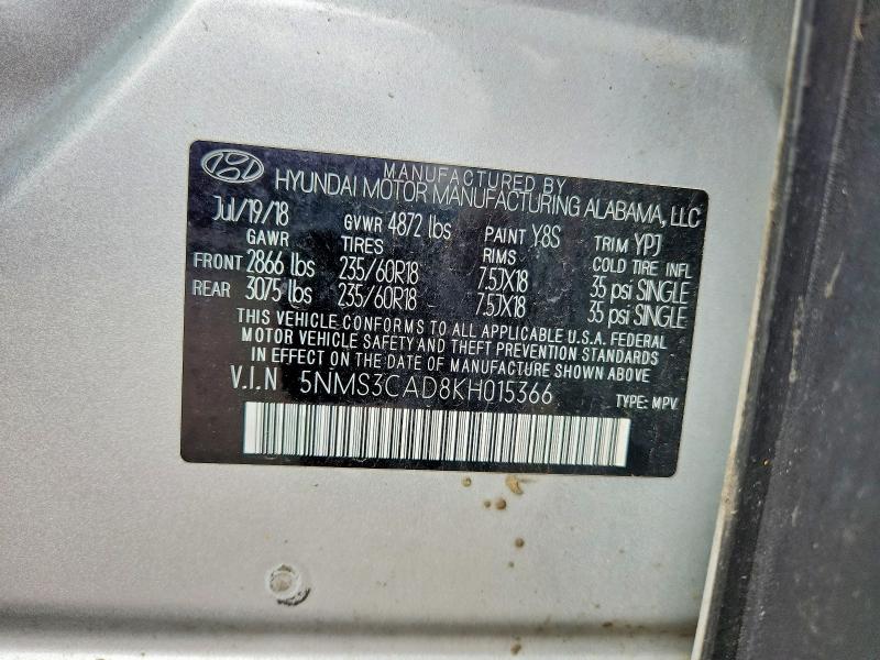 Продаж на аукціоні авто 2019 Hyundai Santa Fe, vin: 5NMS3CAD8KH015366, номер лоту: 68666506