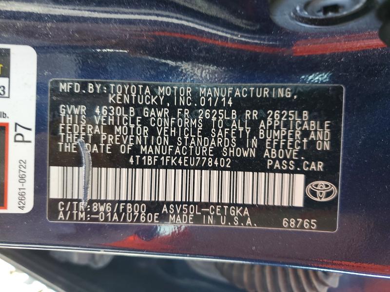 68563666 :رقم المزاد ، 4T1BF1FK4EU778402 vin ، 2014 Toyota Camry مزاد بيع