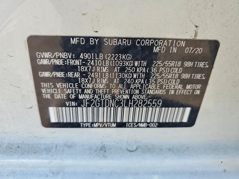 Продажа на аукционе авто 2020 Subaru Crosstrek, vin: JF2GTDNC3LH282559, номер лота: 69997396