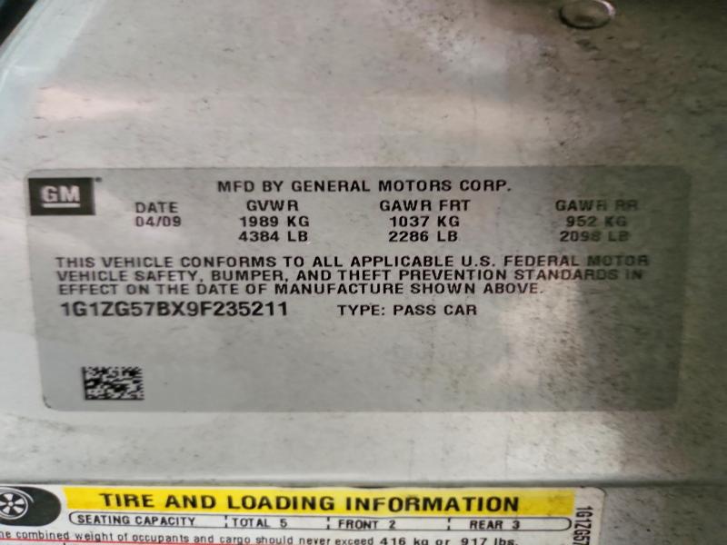70488476 :رقم المزاد ، 1G1ZG57BX9F235211 vin ، 2009 Chevrolet Malibu مزاد بيع