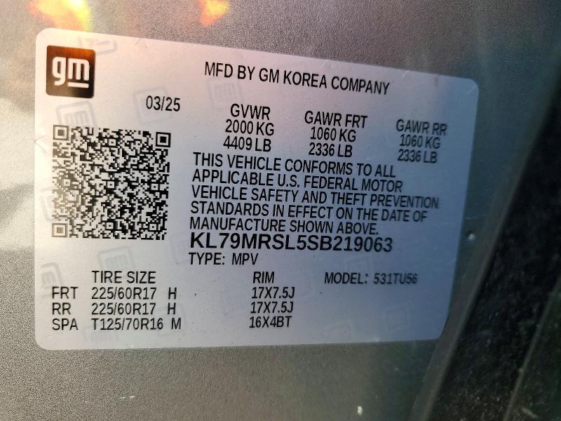 Продажа на аукционе авто 2025 Chevrolet Trailblazer, vin: KL79MRSL5SB219063, номер лота: 68986976