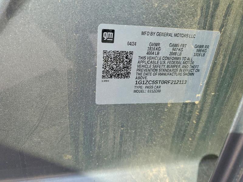 Aukcja sprzedaży 2024 Chevrolet Malibu, vin: 1G1ZC5ST0RF212113, numer aukcji: 69883546