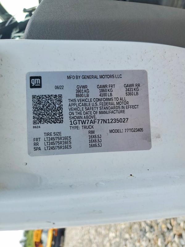 Aukcja sprzedaży 2022 Gmc Savana, vin: 1GTW7AF77N1235027, numer aukcji: 66541116