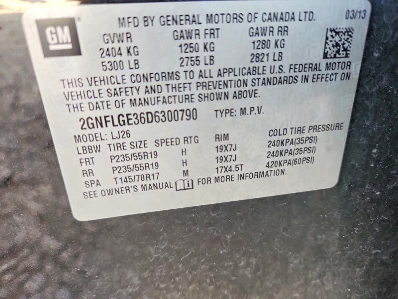 69170786 :رقم المزاد ، 2GNFLGE36D6300790 vin ، 2013 Chevrolet Equinox مزاد بيع